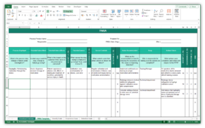 Screenshort of FMEA Template in Microsoft Excel - Ful Size